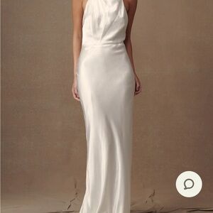 Meshki Ivory Esther Iridescent Satin Cowl Maxi